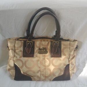10" x 17" Coach Bag, Brown and Beige